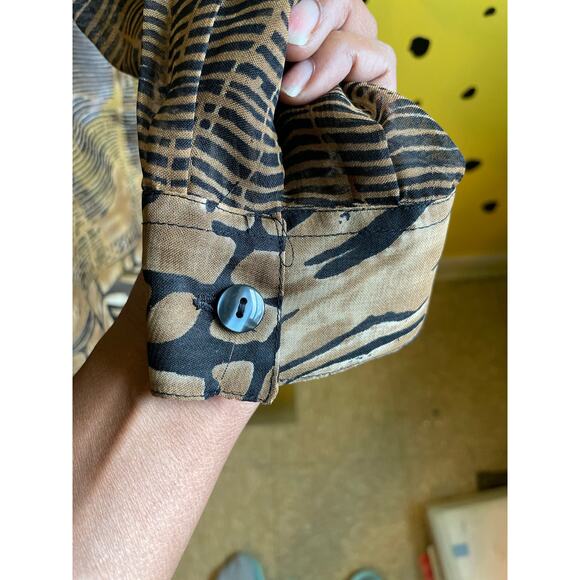 Brown Abstract Sheer Blouse | Prianica's Collection | Safari Vibes Retro Chic - Picture 5 of 8